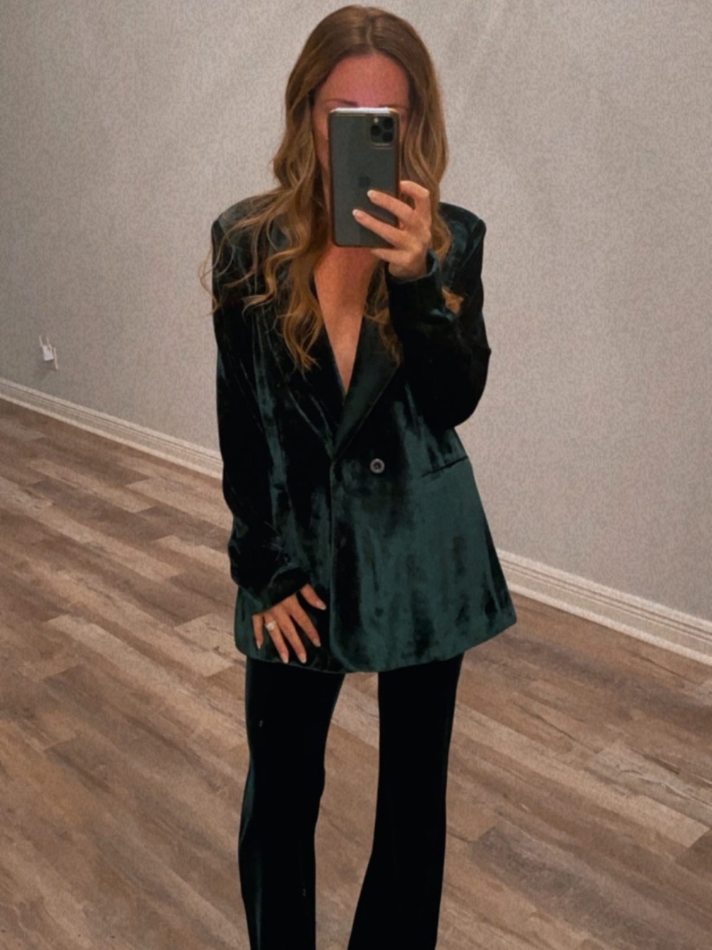 Happily Grey x Aqua green velvet suit set xs